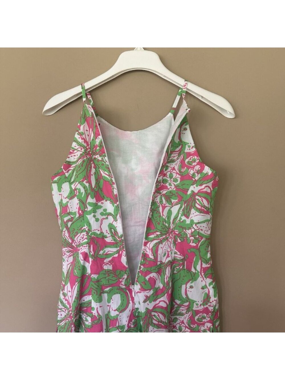 Lilly Pulitzer Anabelle Top sz 00 Hotty Pink Forgot My Trunks Floral Lace Trim - Picture 5 of 11
